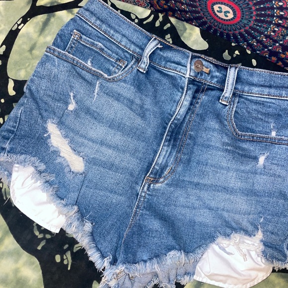Victorias Secret PINK Denim short Shorts Cut off 12 Fray Daisy Dukes Blue - Picture 2 of 7